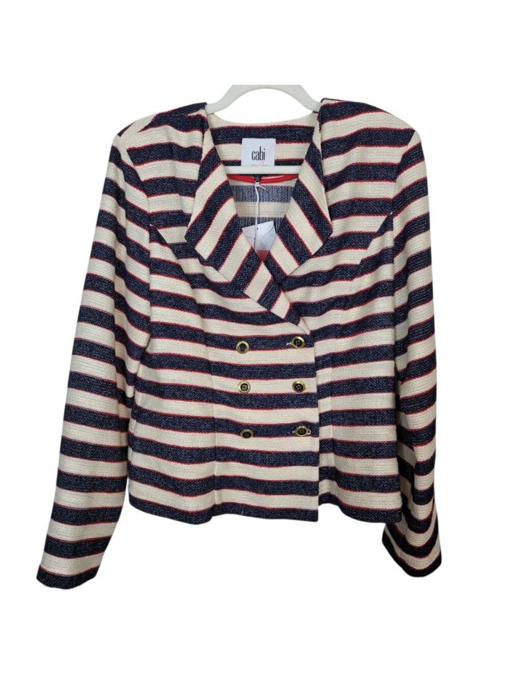 Cabi Love Carol Cruise Jacket Blazer Striped Sz 10 Coastal Nautical Vacation NWT